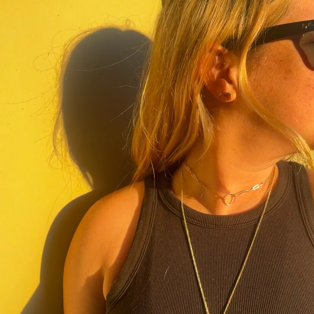 Spilt Gold & Silver PaperClip O-Ring Necklace